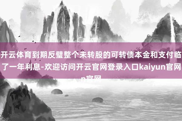 开云体育到期反璧整个未转股的可转债本金和支付临了一年利息-欢迎访问开云官网登录入口kaiyun官网